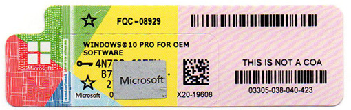 Windows 10 Professional OEM Key with Sticker